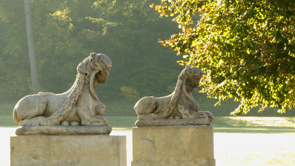 Four sphinxes turn their back to the Grand Canal and face the Grand Parterre. — Château de Fontainebleau —